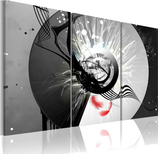 Bilde Metal Circle & Red Feathers 60x40 Artgeist sp. z o. o.