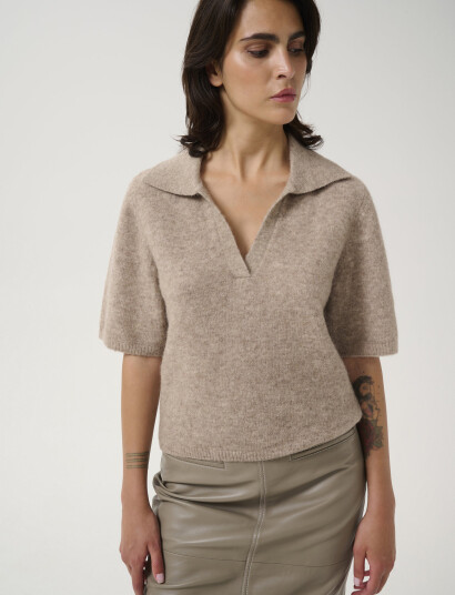 Gestuz Gzalpha Ss Polo Pullover - Brown - XL Gestuz Gzalpha Ss Polo Pullover - Brown - XL