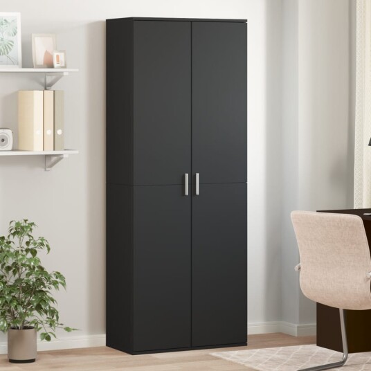 Highboard svart 70x35x180 cm konstruert tre