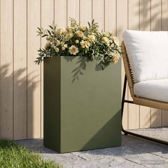 vidaXL Hageblomsterpotte Olivengrønn 40 x 20 x 40 cm Kaldvalsestål