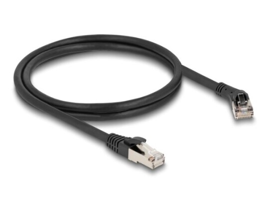 Delock Rj45 Nettverkskabel Cat.8.1 S/Ftp-Plugg 45° Vinklet Til Høyre Til Rett Plugg Opp Til 40 Gbps 1 M Svart