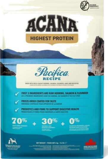 Acana Pacifica Tørrfôr for hunder 6 kg - Uten korn med sild Acana Pacifica Tørrfôr for hunder 6 kg - Uten korn med sild