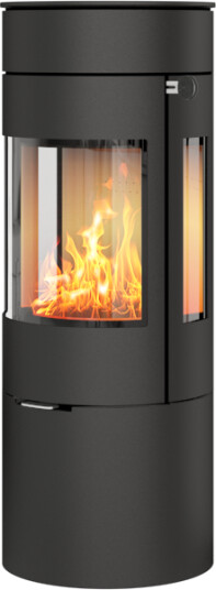 Rais Viva l 120 svart vedovn med sideglass og ståldør