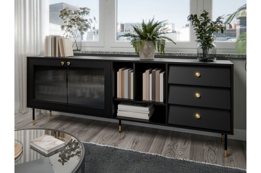 Akilesh Kommode 200 cm   Svart