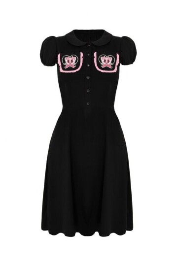 Hell Bunny Rockabilly Middellang kjole Not into you Kjole XS til XXL Damer svart