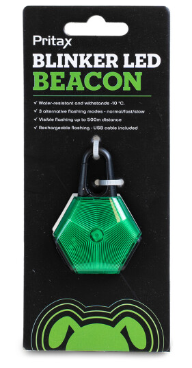 Pritax Blinker LED-lampe for Hundehalsbånd 5x6,5cm Grønn