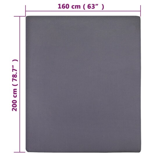 vidaXL Jerseylaken antrasitt 160x200 cm bomull