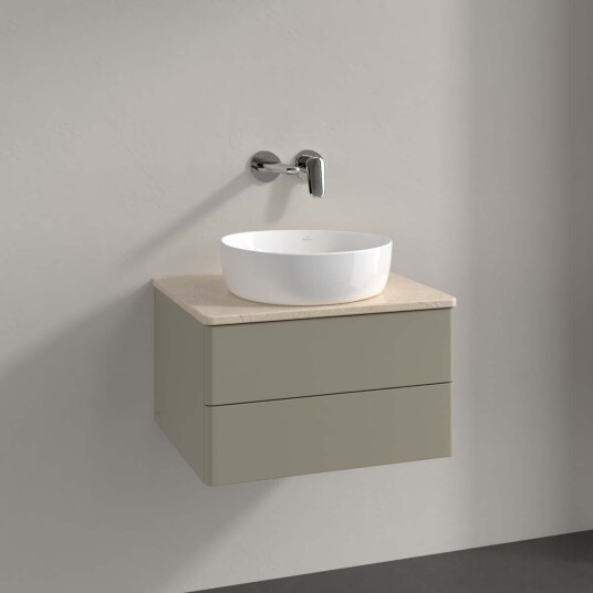 Villeroy & Boch Antao Servantskap med 2 skuffer 60x50x36 cm m/lys Steingrå/Crème