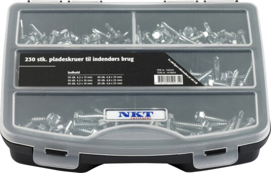 Nkt Fasteners Sortimentskasse Med 230 Ventilasjonsskruer Sølv 150x40x190mm