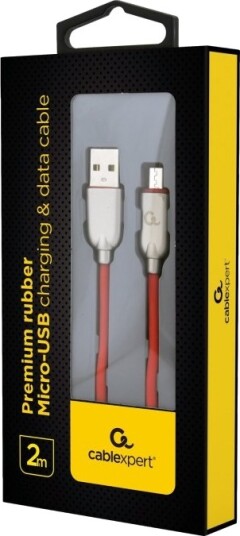 Cablexpert Premium   Usb Kabel   Micro Usb Type B Hann Til Usb Hann   Usb 2.0   2.1 A   2 M   Rød