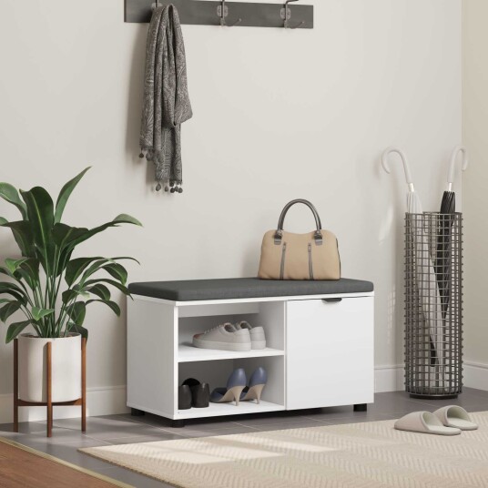 vidaXL Gangbenk Hvit 80 x 38 x 46 cm Konstruert treverk og stoff vidaXL Gangbenk Hvit 80 x 38 x 46 cm Konstruert treverk og stoff