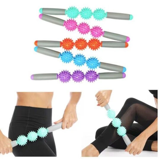 Gym 3 Point Spiky Ball Muskel Massasje Roller Yoga Stick Body Gym 3 Point Spiky Ball Muskel Massasje Roller Yoga Stick Body