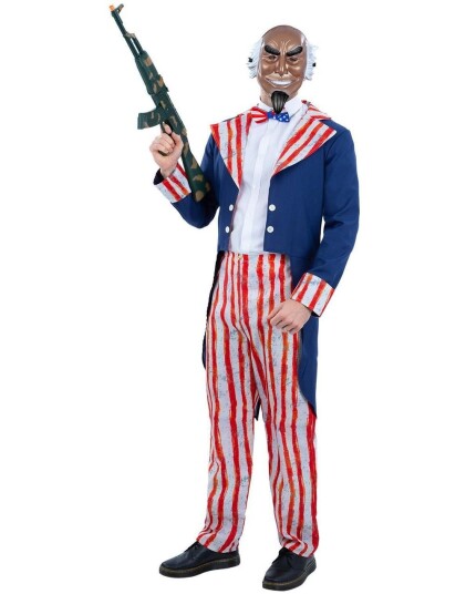 The Purge Inspirert Uncle Sam Kostyme til Herre med Maske XLarge The Purge Inspirert Uncle Sam Kostyme til Herre med Maske XLarge