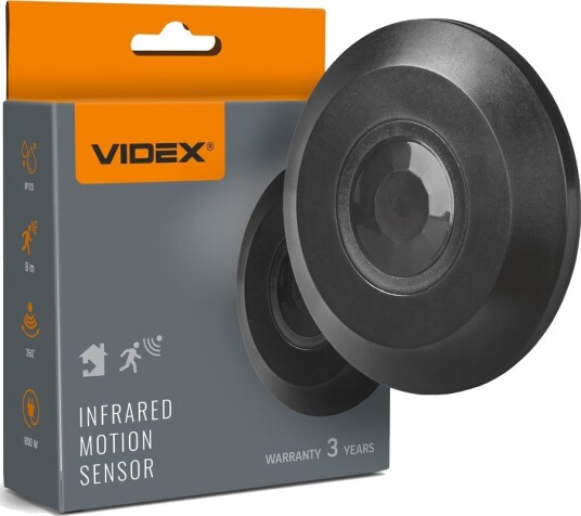PIR bevegelses og lyssensor 800W Sort innebygd sensor PIR bevegelses og lyssensor 800W Sort innebygd sensor