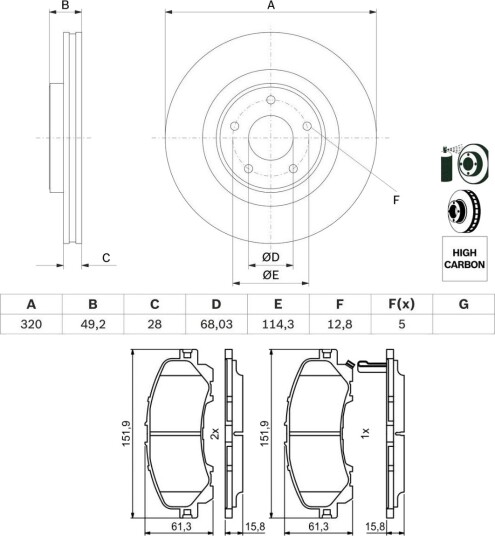 Bremseskiver og -klosser BOSCH BSH3405N0272