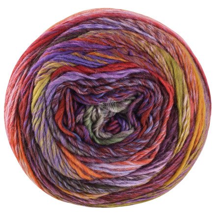 Lana Grossa Colorissimo Garn 214 Brun/Kobber/Lilla/Aubergine/Grey-Green/Olive