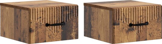  Vegghengt Nattbord 2 pcs Gammelt tre 34,5 x 33 x 20 cm