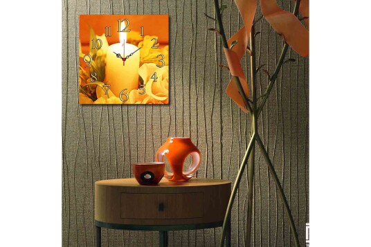 Dekorativ MDF Veggklokke 40x40 cm Flerfarget