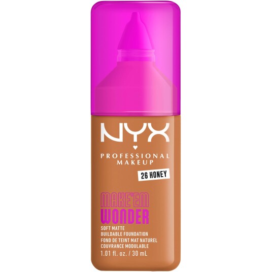 NYX Make Em Wonder Foundation 26 Honey - Matte, Byggbar Formel NYX Make Em Wonder Foundation 26 Honey - Matte, Byggbar Formel