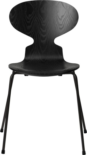 Fritz Hansen - 3101 Myran 4 Ben Färgad Ask Svart Underrede Spisestoler Arne Jacobsen Metall/tre