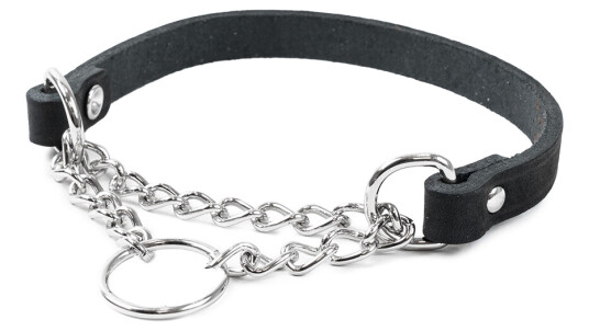 Halskjede i skinn Hera 12 mm Svart 24-31 cm for hunder