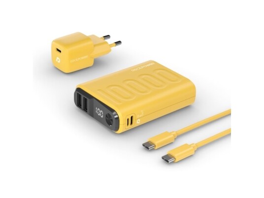 Realpower Pb-10000, 10000 Mah, Litiumpolymer (Lipo), 22,5 W, Gul