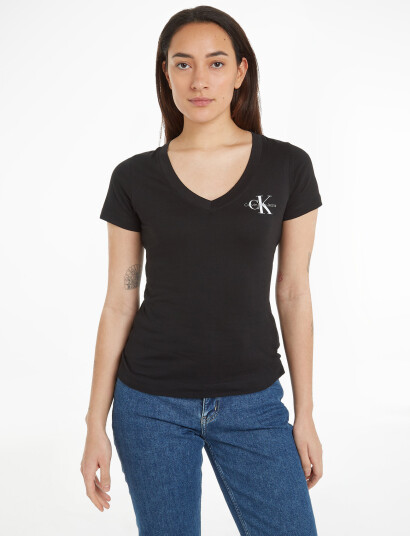 Calvin Klein Jeans 2-Pack Monologo V-Neck Tee - White - XS Calvin Klein Jeans 2-Pack Monologo V-Neck Tee - White - XS