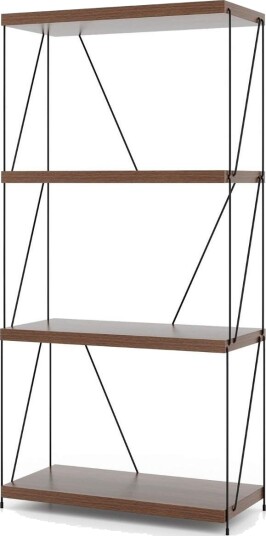 4 lags stående hylle med metallramme Industriell bokhylle Oppbevaringsstativ 60 x 29,5 x 105 cm