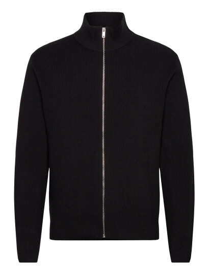 Lindbergh Knitted Zip Cardigan - Black - XL