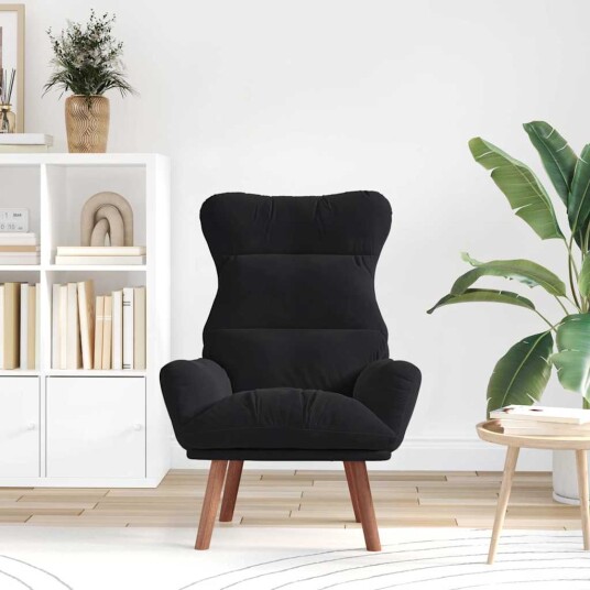 Avslappende stol Svart 69 x 74 x 93 cm Fløyel Avslappende stol Svart 69 x 74 x 93 cm Fløyel
