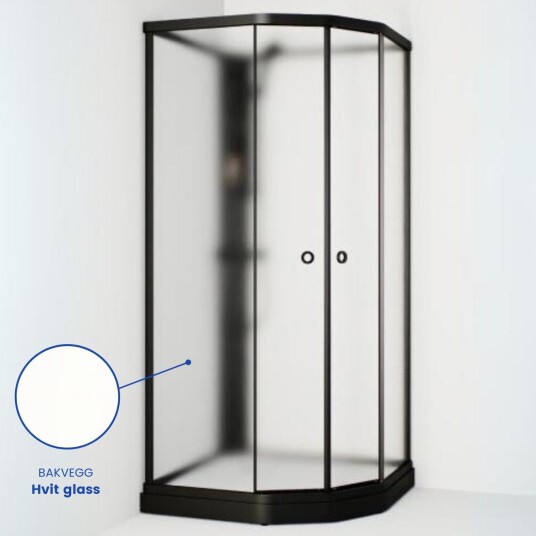 Macro Design Flow Semi Dusjkabinett Blandebatteri Ice Svart / 91x71cm Hvit
