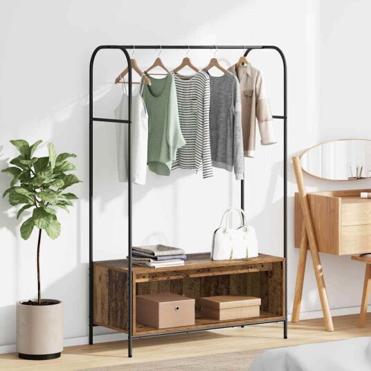  Klesstativ med hyller Gammel tre 100x44x160 cm
