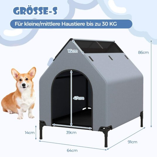 Cwy 2 I 1 Hundehus & Opphøyd Hundeseng Hundeseng Utendørs Kjæledyrhus Med Pustende Netting Grå 64 X 91 X 86 cm Cwy 2 I 1 Hundehus & Opphøyd Hundeseng Hundeseng Utendørs Kjæledyrhus Med Pustende Netting Grå 64 X 91 X 86 cm