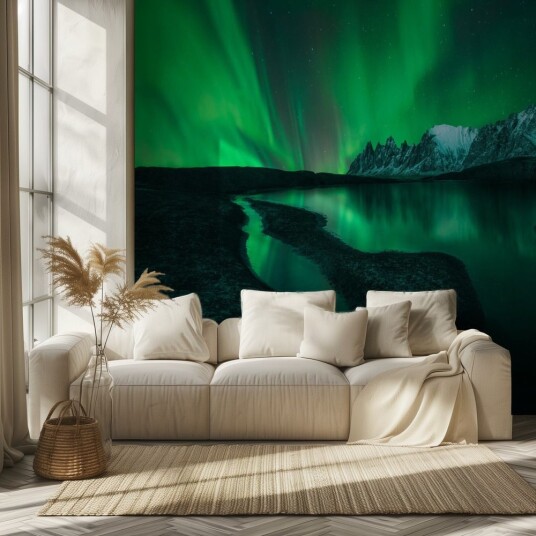 Tapet Nordlys Fjell Tapet Nordlys Fjell