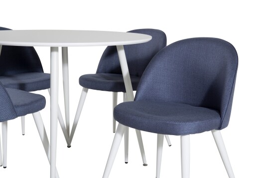 Venture Home Plaza Spisegruppe 100 cm Rund med 4 Velvet Stoler Blå