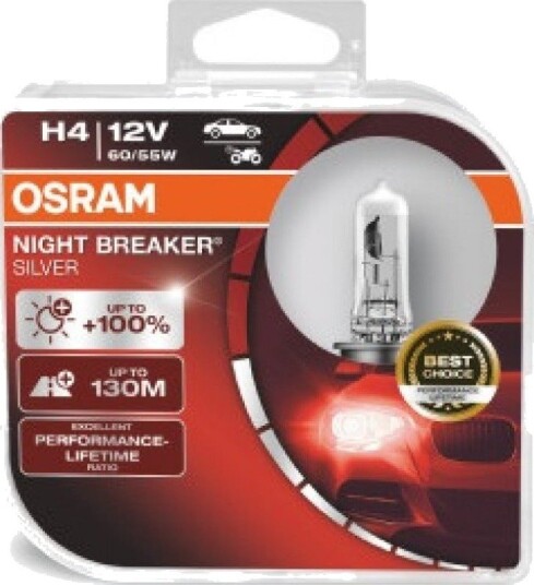 OSRAM NIGHT BREAKER BILLYS H4 60/55W P43T, 2 STK