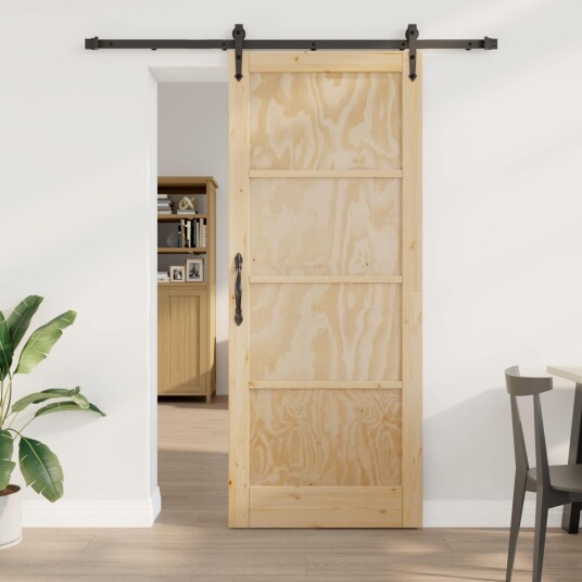 vidaXL Skyvedør ORKDAL Naturlig og svart 86 x 211 cm Heltre furu