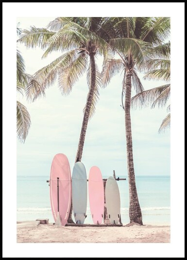 Surfboards Under Palm Trees Plakat Plakat / 40x50cm