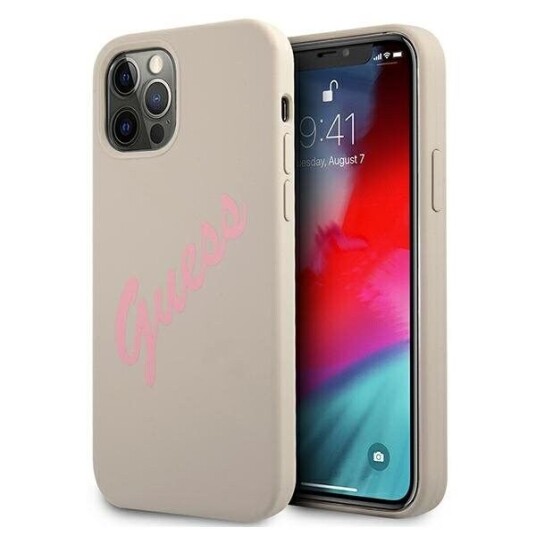 Guess Case For Iphone 12 / 12 Pro 6,1&Amp Amp Quot  Guhcp12mlsvsgp Grey Pink Hard Case Silicone Vintage