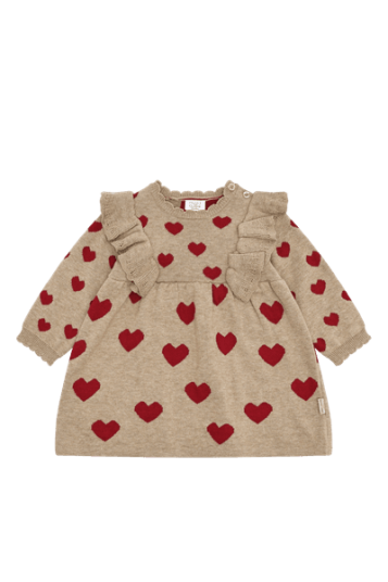 Hust And Claire Hust & Claire Kristel Heart strikketkjole til baby biscuit 62
