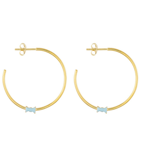 Design Letters Øredobber Bow Slips Gull/Lyseblå Design Letters OneSize Smykker Metallic