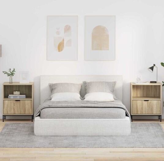 Nattbord 2 pcs Sonoma eik 49 x 36 x 61 cm Konstruert tre