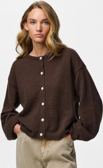 Pieces Pcida Ls O Neck Knit Cardigan Noos Bc Brown M