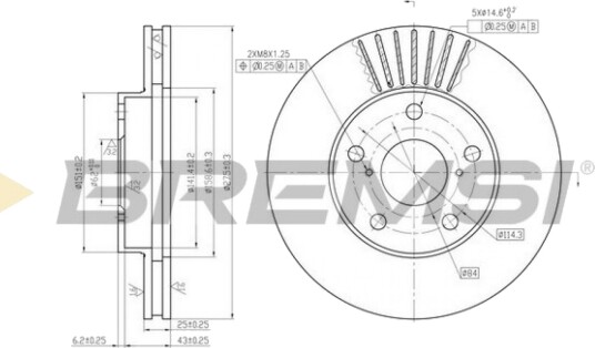 Bremseskive BREMSI CD7216V Bremseskive BREMSI CD7216V