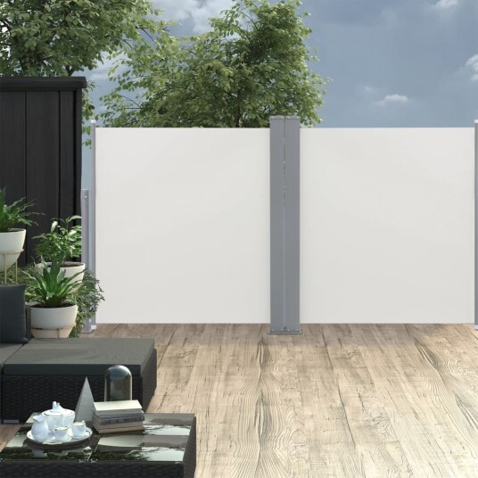 vidaXL Uttrekkbar sidemarkise 120x600 cm kremhvit