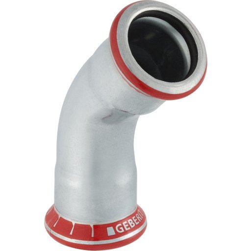 Geberit 76 mm 45° Bøy med Pressmuffe i Stål