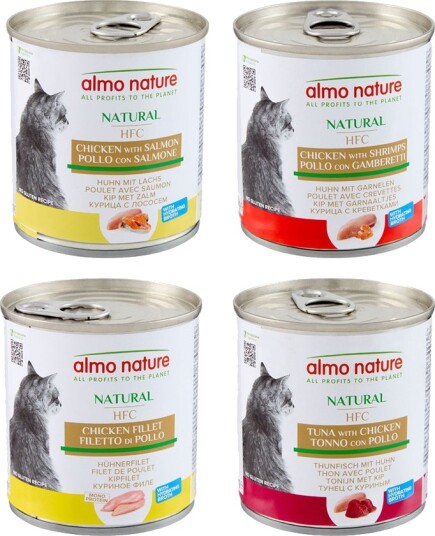 Almo Nature Hfc Våtfôr Sparepakke Hfc Natural Mix & Laks & Reker Tunfisk & Kyllingfilet Kylling 24 X 280 G