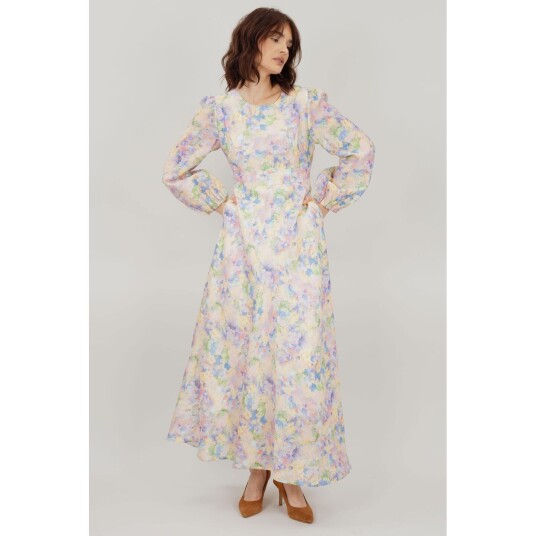Adelle Dress Multi AOP M Silk print maxi dress