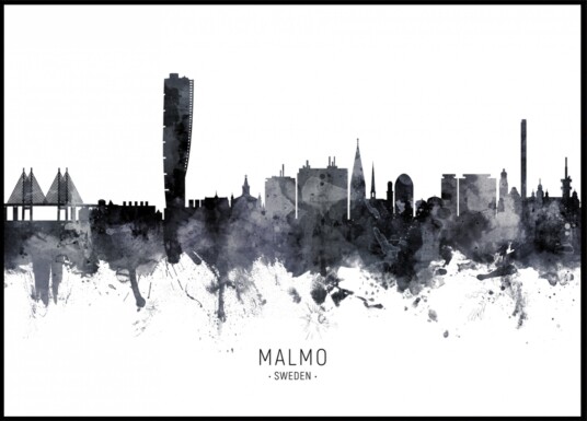Malmo Skyline Watercolor Plakat / 100x150 Malmo Skyline Watercolor Plakat / 100x150