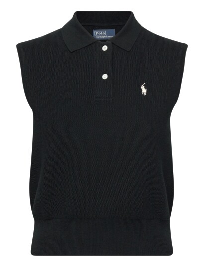 Polo Ralph Lauren Cotton Cropped Sleeveless Polo Sweater Black XL Polo Ralph Lauren Cotton Cropped Sleeveless Polo Sweater Black XL